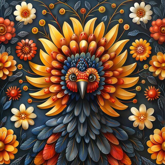 Folk Art Bloom, an artwork on view at Hair Studio & Gallery